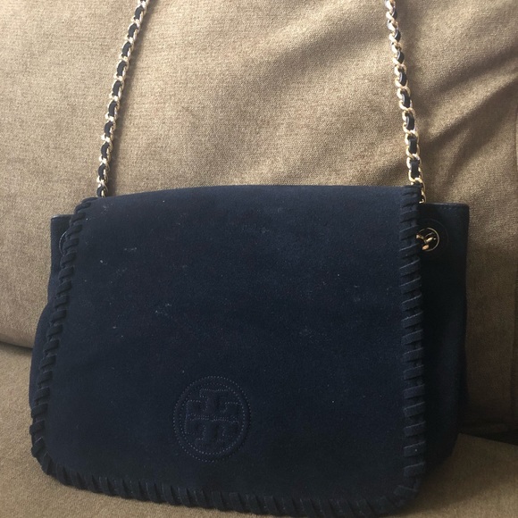 Suede Navy Blue Tory Burch Crossbody Bag - Picture 3 of 3